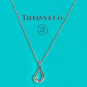 Retired Tiffany & Co Elsa Peretti Open Teardrop Pendant Necklace - Silver-16”